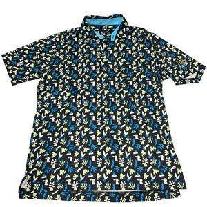 FootJoy Polo Shirt Mens XL Black Multicolor Bears Best Atlanta Abstract Floral